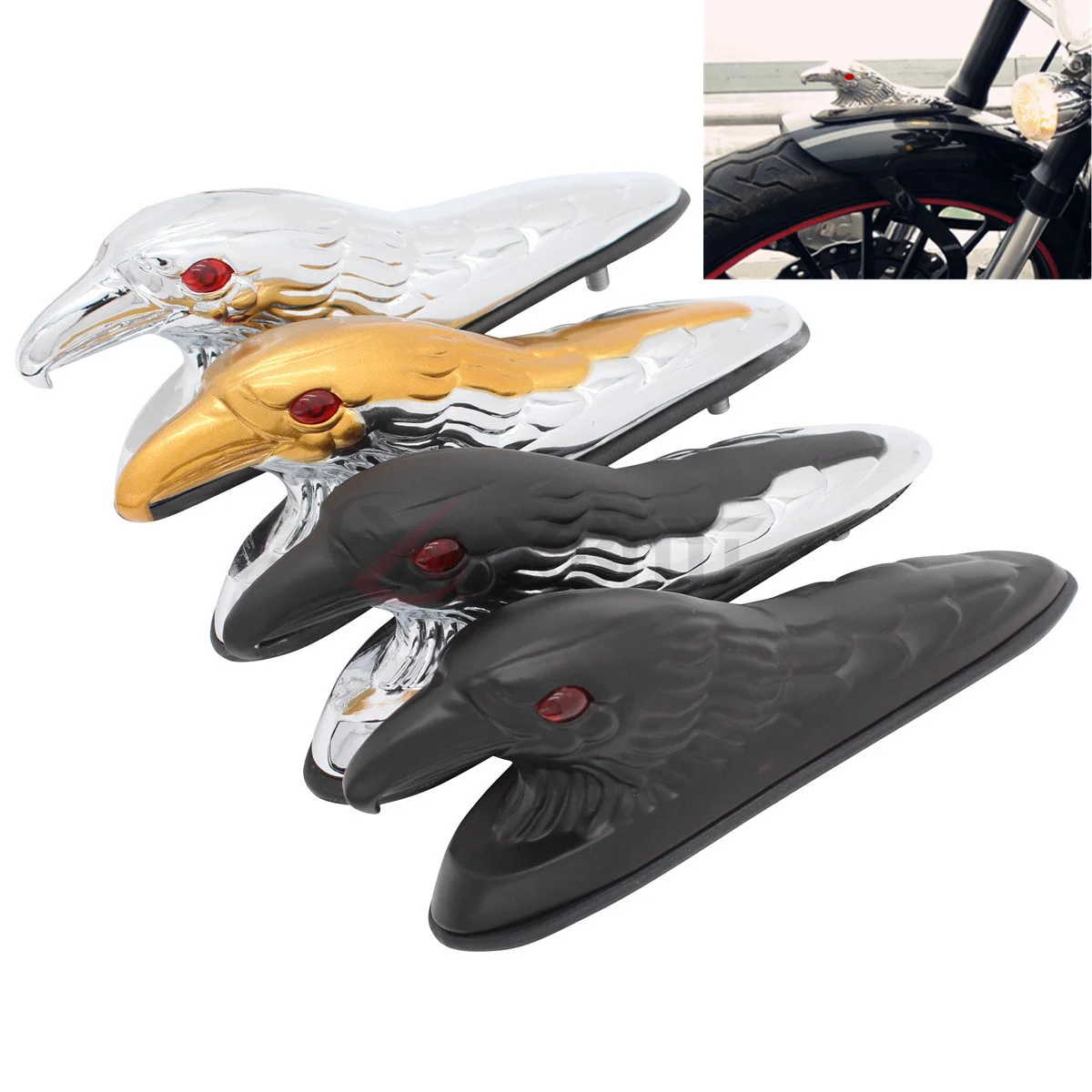 

4 Color Eagle Head Shape Design ATV Front Fender Frame Ornament Front Fender Accent Piece For Motorcycle Motorbike Car Bonnet