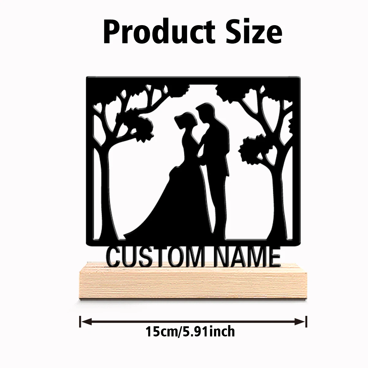 1pc New Design Personalized Custom marry Metal Statues Modern Wooden Base Decor for Office Living Room Nature-Inspired