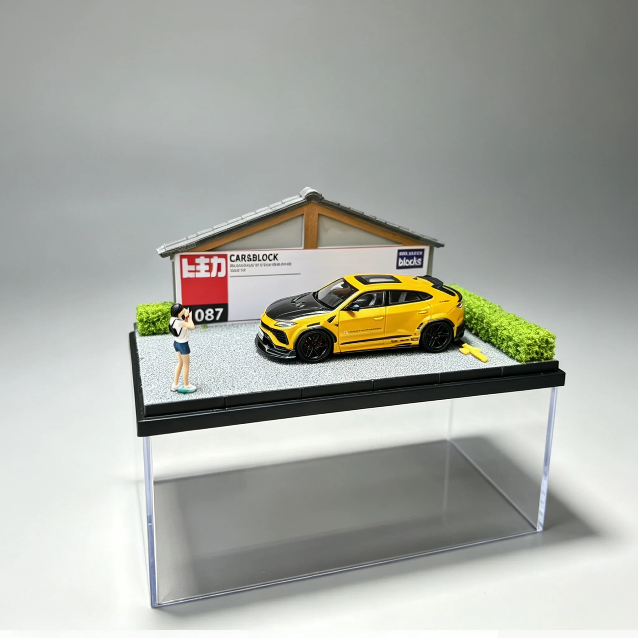 1 64 Scale Advertising Sign Scene Mini Car Model Acrylic Display Base Home Decoration Photographer Gift Collectible Gift