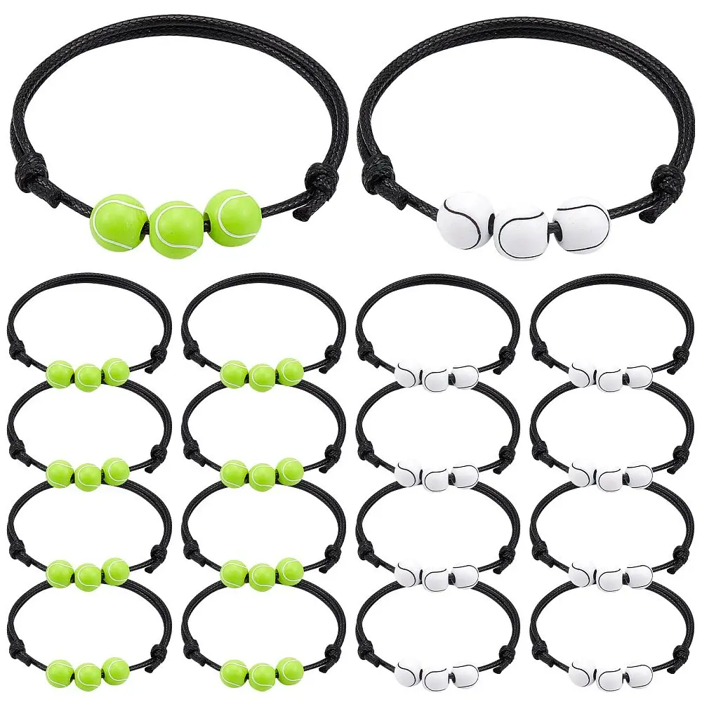 20Pcs Sports Jewellery Charm Bracelets Tennis Charm Bracelets Sports Party Wristbands Rugby Soccer Softball Party Favors