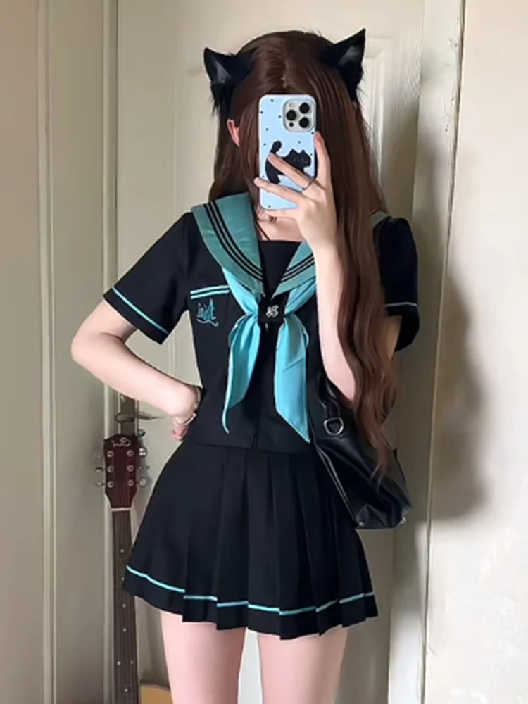 ensemble-uniforme-scolaire-bleu-edition-basique-pour-femme-tenue-d'ete-costume-de-marin-a-col-marin-couleur-vocaloid