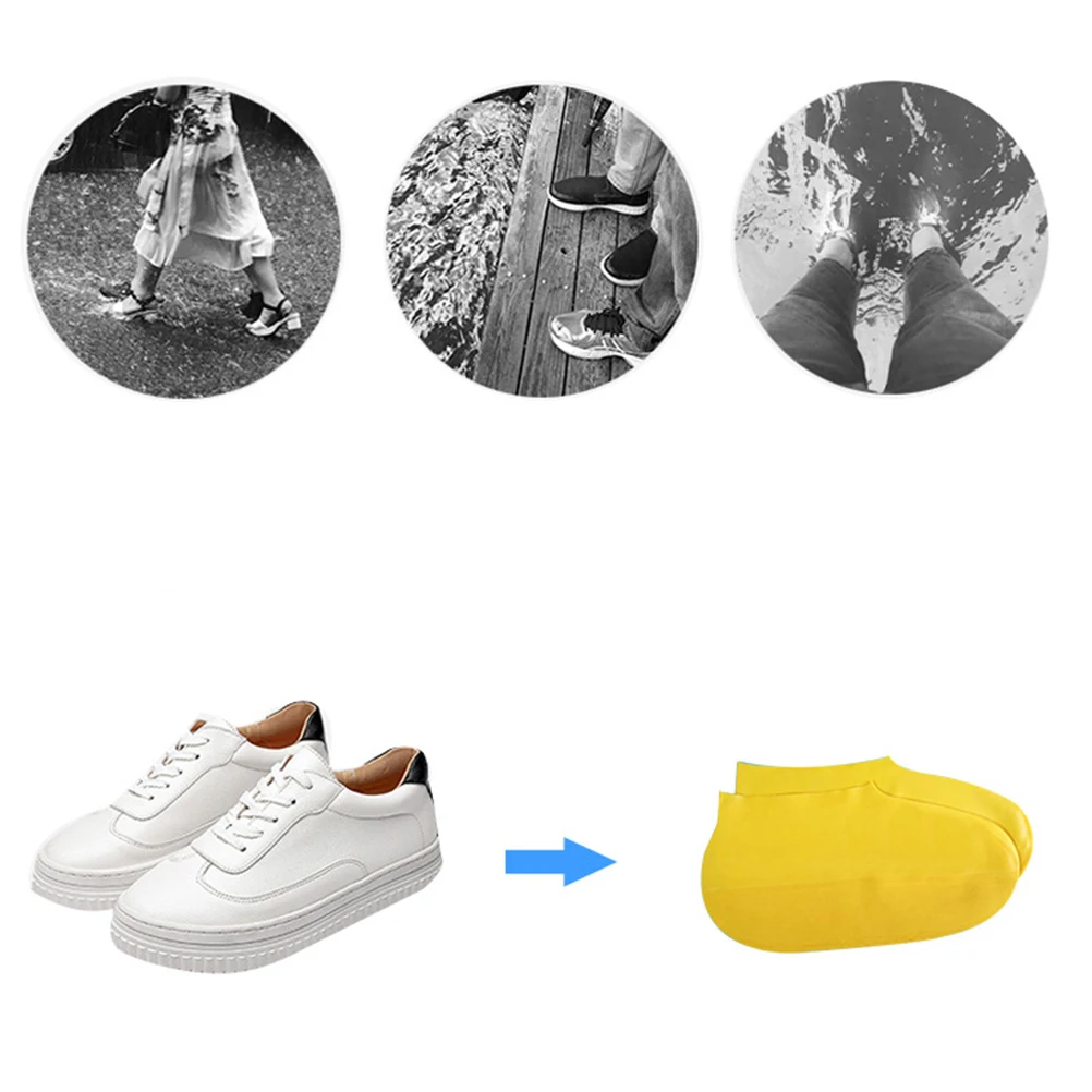 

Waterproof Shoe Covers Anti Slip Overshoes Emulsion Yellow Nonslip Travel Soft Latex Elastic Flexible Great Performance
