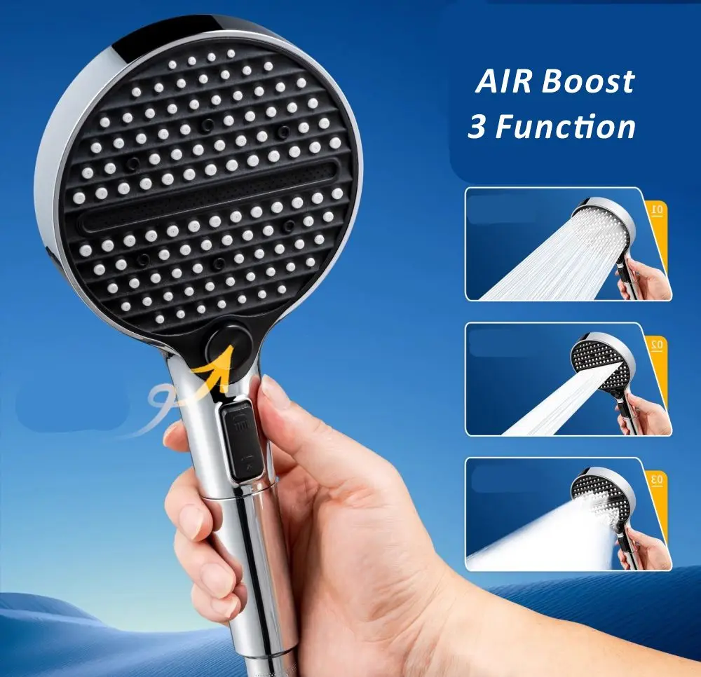 

New 13CM Adjustment Filter 3 Speed Water Shower Head High Pressure Water Saving Shower Sprayer Bathroom Accessories Set