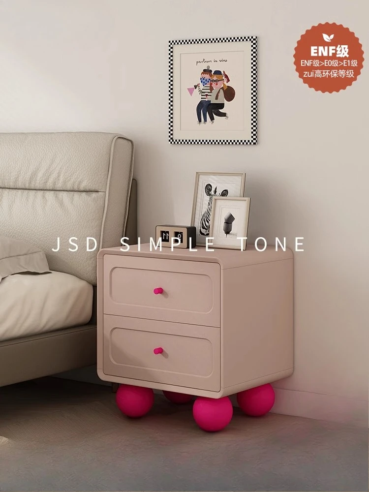 

Simple tone cream wind bedside table 2024 new bedroom home premium bedside side side table pink can be customized