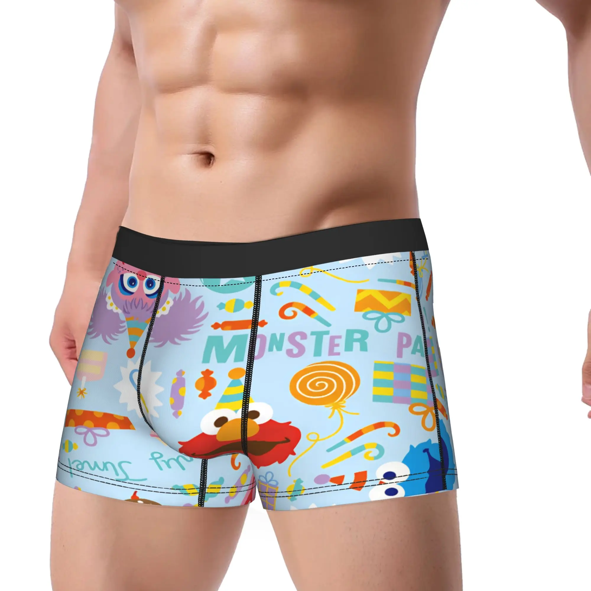 Sesames Streets Underwear  Men Underpants Printed Novelty Boxershorts Hot Sale Boxer Brief Large Size