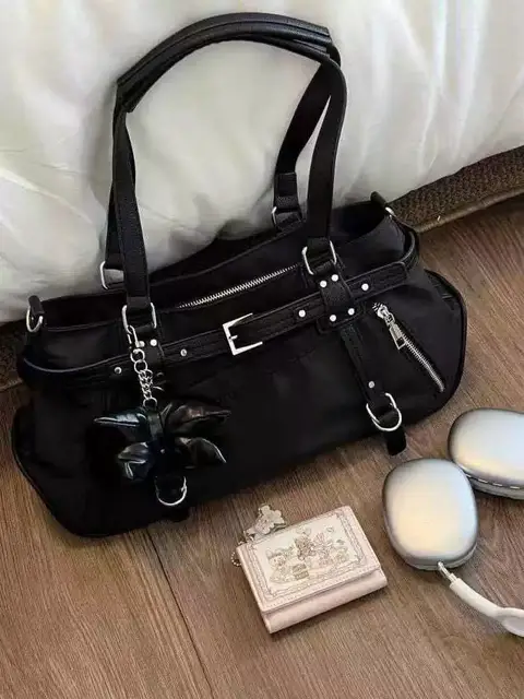 JIAERDI Harajuku wzór w cętki Y2k torby na ramię kobiety gorące dziewczyny nylonowa śliczna torebka damska Vintage Tote torba pod pachami estetyczna
