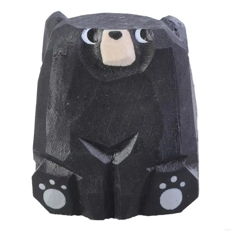 رسم كاريكاتوري لطيف حيوان صغير للحيوانات الحزينة الخشبية المصنوعة يدويًا قطة/كلب/دب/ثعالب/ديكور أرنب/حوت