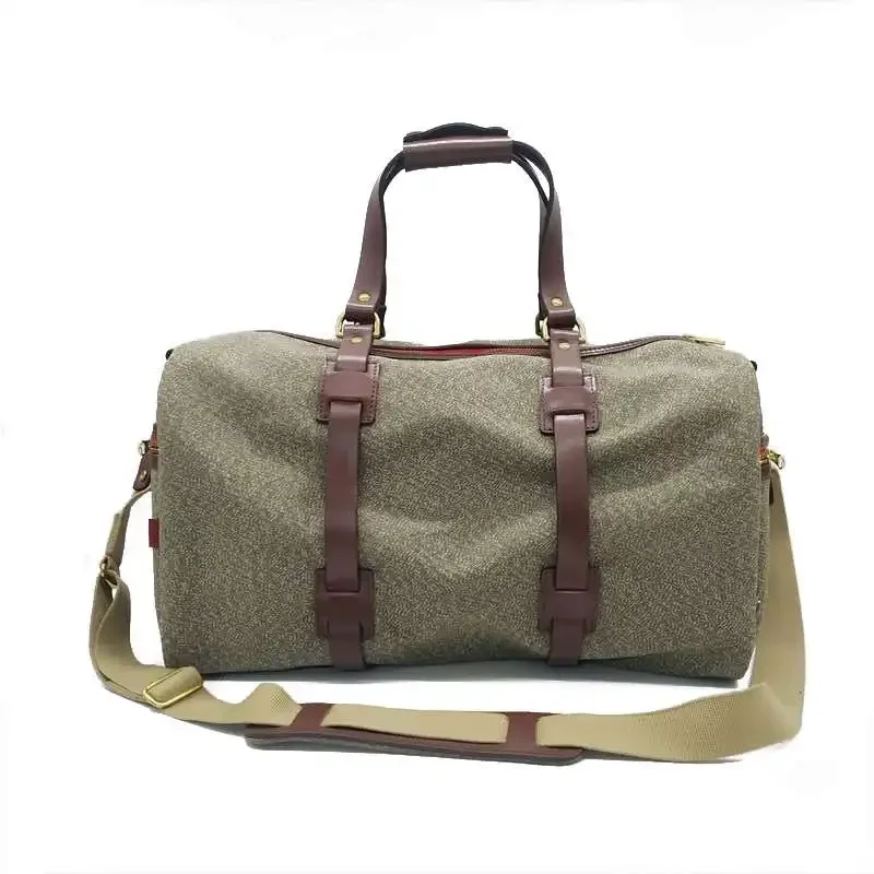 

Tailor Brando American Retro Pepper Salt Travel Bag Size 48*26*25cm High-density Canvas & Vegetable Tanned Cowhide Handbag