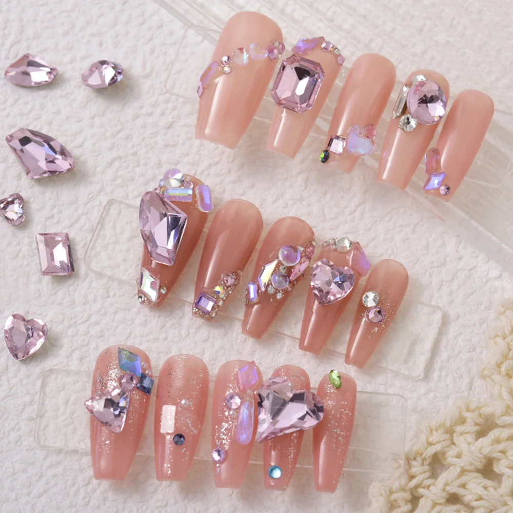 Nail art Stick Diamond Big Heart Shape Crystal Teardrop Rhinestone For Garment Craft Charm Jewelry 3D Nail Arts Diy Decorations