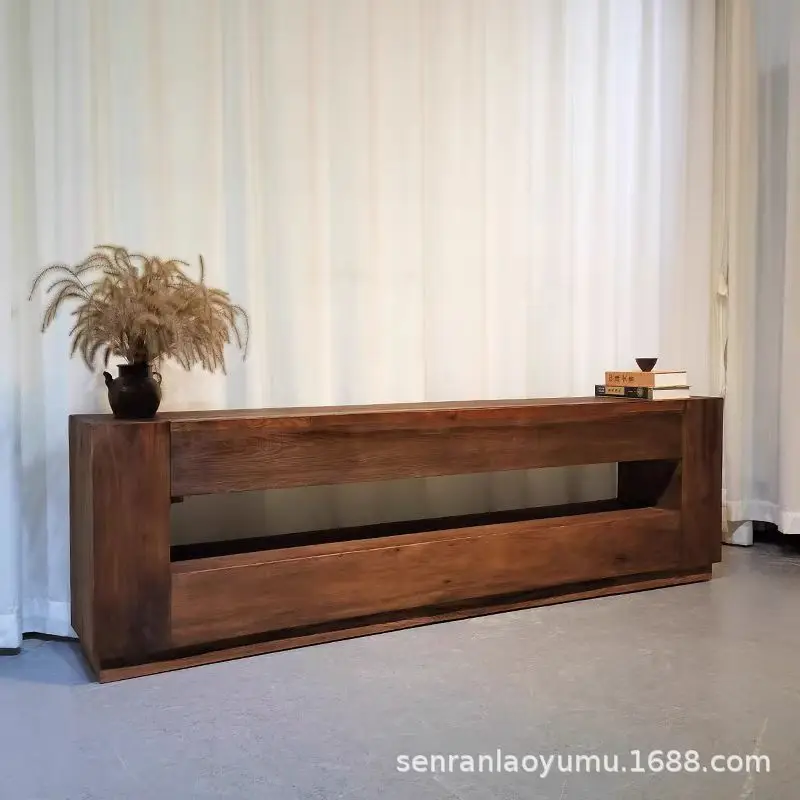 Old Elm TV Cabinet Solid Wood Wabi Sabi Retro Media Console Living Room Entrance Storage Furniture