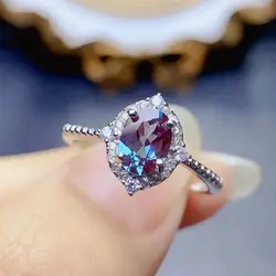 Vintage Unique Oval Alexandrite Engagement Ring 925 Sterling Silver Halo Stone Bridal Wedding Ring For Women