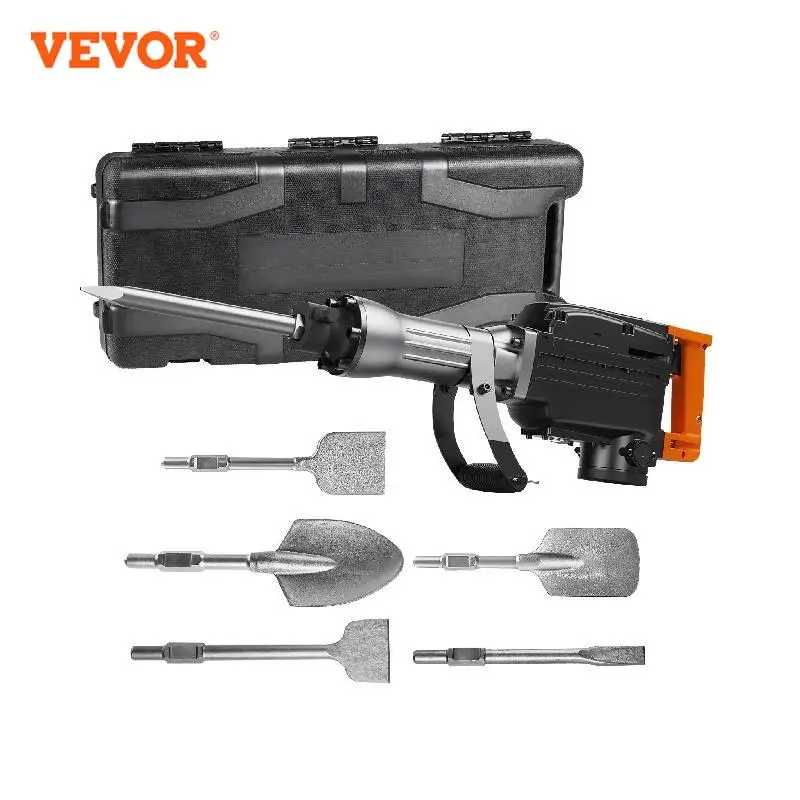 

VEVOR Demolition Jack Hammer 1350 BPM Concrete Breaker 6pcs Chisels Bit Chipping with Case 2200W Electric Jackhammer Heavy Duty