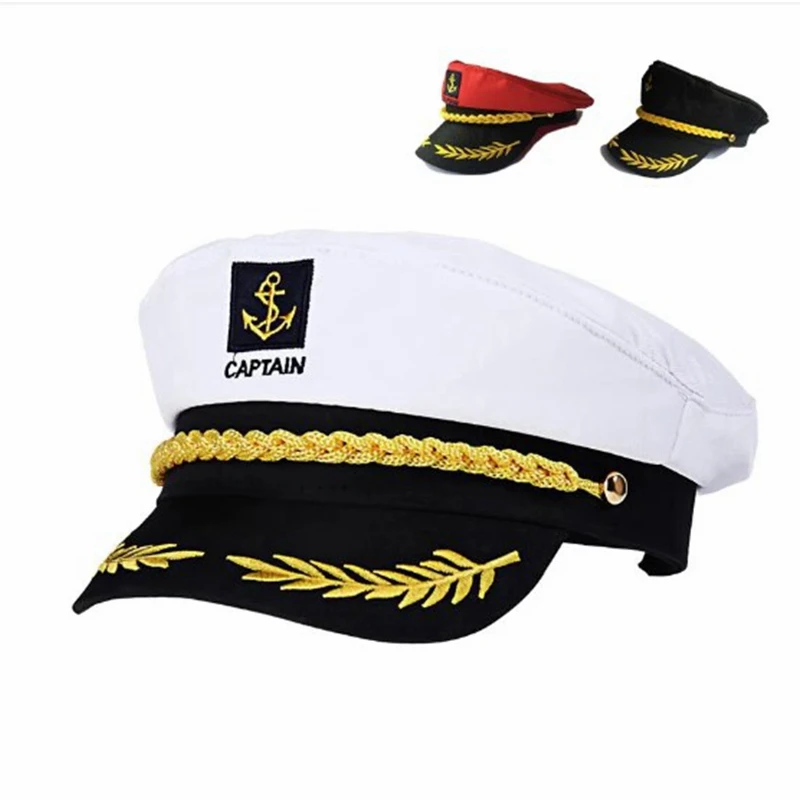 Berretto regolabile Navy Marine Admiral Caps for Men Women cappelli militari per adulti Yacht Boat capitano Ship Sailor Captain Hat Costume