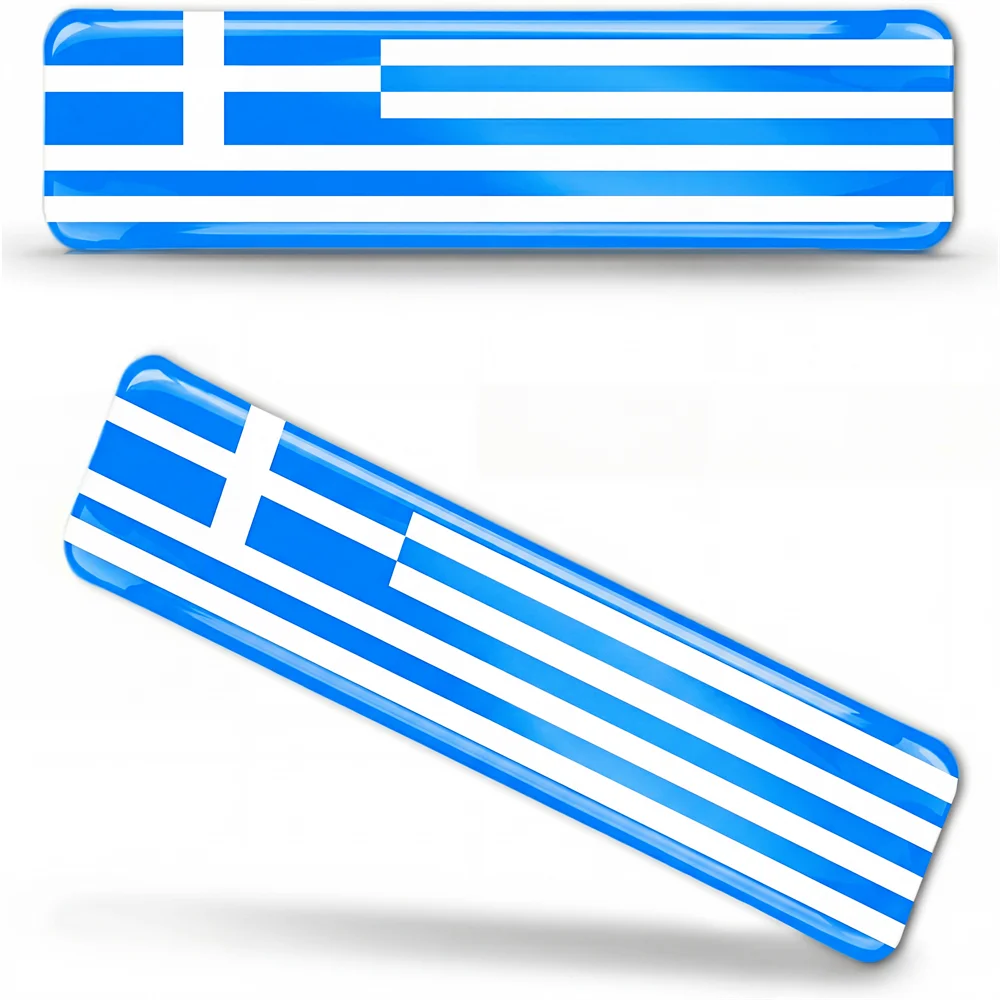 2 X 3D Domed Silicone Stickers Decals Greece National Greece Flag Car Motorcycle Helmet Mobile Phone, Tablet, Suitcase