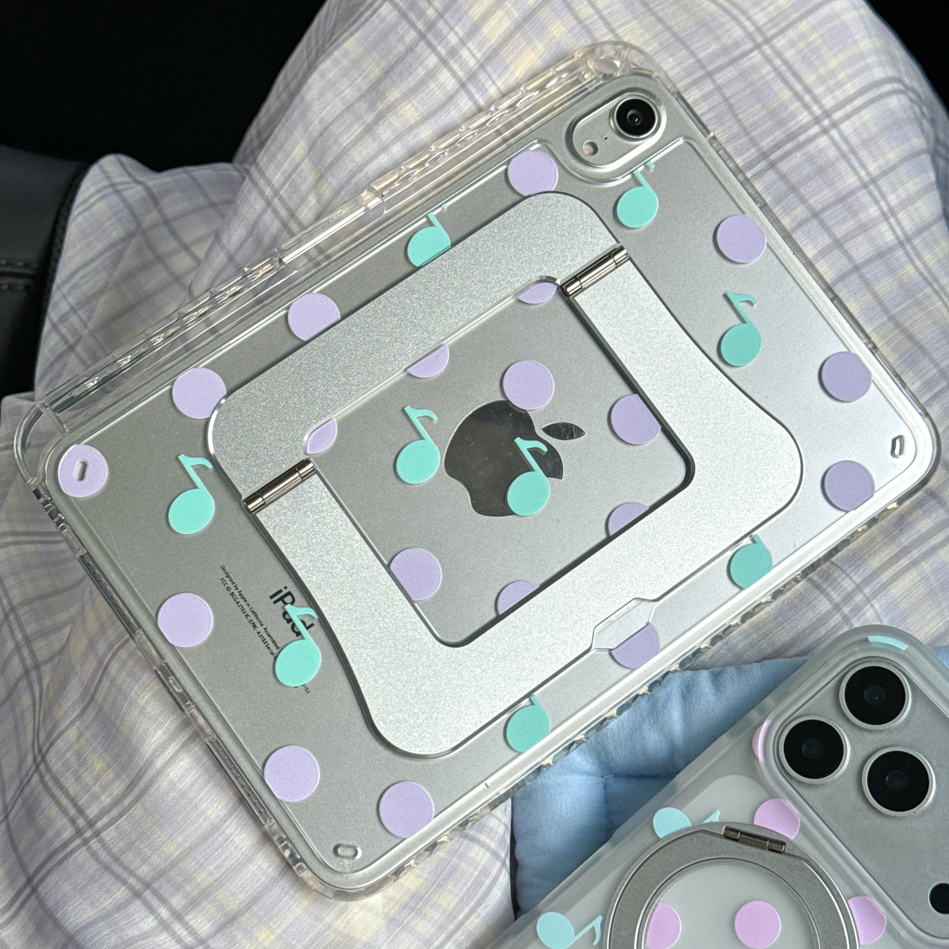 Polka Dots For IPad 10/11/12th Air 4/5 8 Mini 6/7 Pro11 13 Acrylic Shockproof Stand Case Multi-Angle Transparent Clear Cover