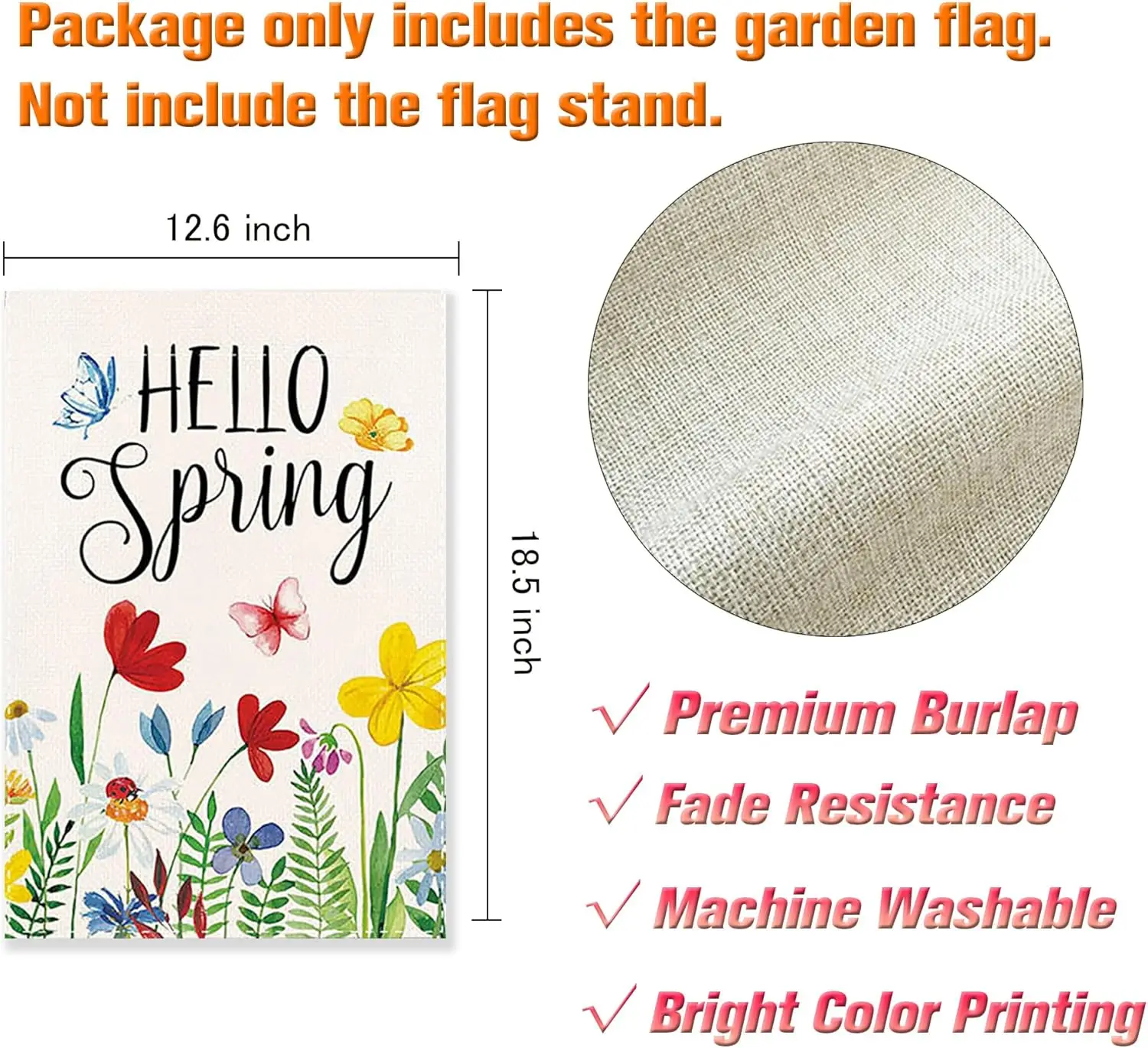 Welcome Hello Spring Floral Garden Flag 12 x 18 Double Sided Burlap Colorful Spring Flowers Small Flags for Outside Spring O EEN