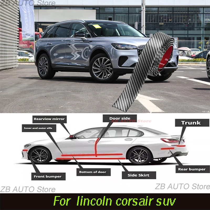 

For Lincoln Corsair Suv Strong adhesive bumper strip, front and rear lip side skirts, collision and scratch resistant, suitable