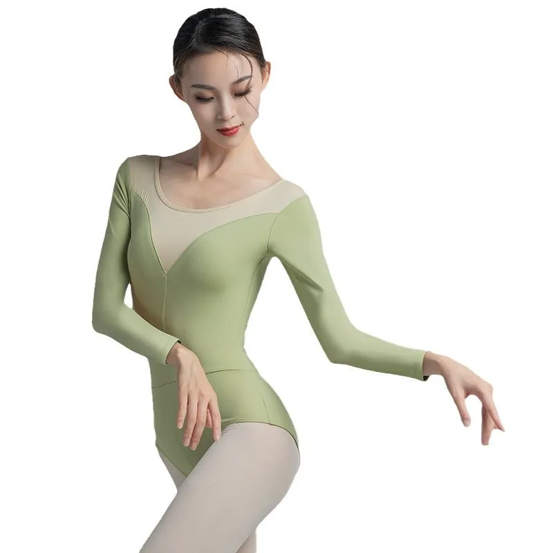 Modische und bequeme Ballett-Tanz-Übungskleidung, langärmeliger einteiliger Anzug für Erwachsene, Kunst und Handwerk, Gymnastik-Bodysuit