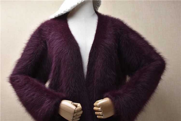 Female Women Fall Winter Thick Warm Hairy Mink Cashmere Knitted Loose Cardigans Mantle Angora Rabbit Hair Jacket Sweater Coat