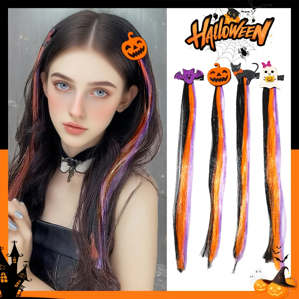 

4 Pcs Decorate and Brighten Your Look with Bats and Pumpkins. Funny Cat and Ghost Atmosphere. Halloween Gifts for Girls