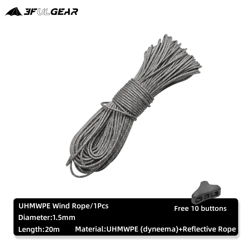 3F UL GEAR Outdoor 2/1,5 mm 20 Meter Dyneema Reflektierendes Seil Campingzelt Nylon UHMWPE Windseil – Detail 1