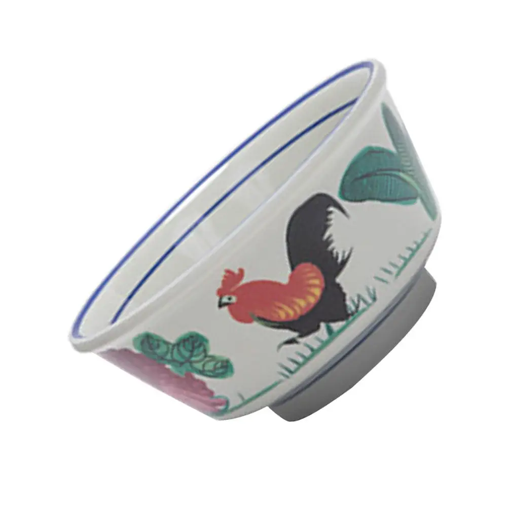 Retro Rooster Printed Rice Bowl Melamine Food Bowl for Restaurants Family Gathering Kitchen Supplies Food Container