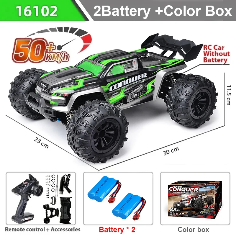 Lokale afstandsbestuurde raceauto + 1/16 4x4 hoge snelheid 50 KM/H LED G hoge snelheid 4x4 kinderspeelgoed