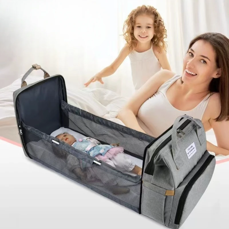 Mommy Bag Lightweight Portable Folding Crib Bed Large-capacity Travel Maternity Bags Baby Backpack Female Mommy Outting Bag