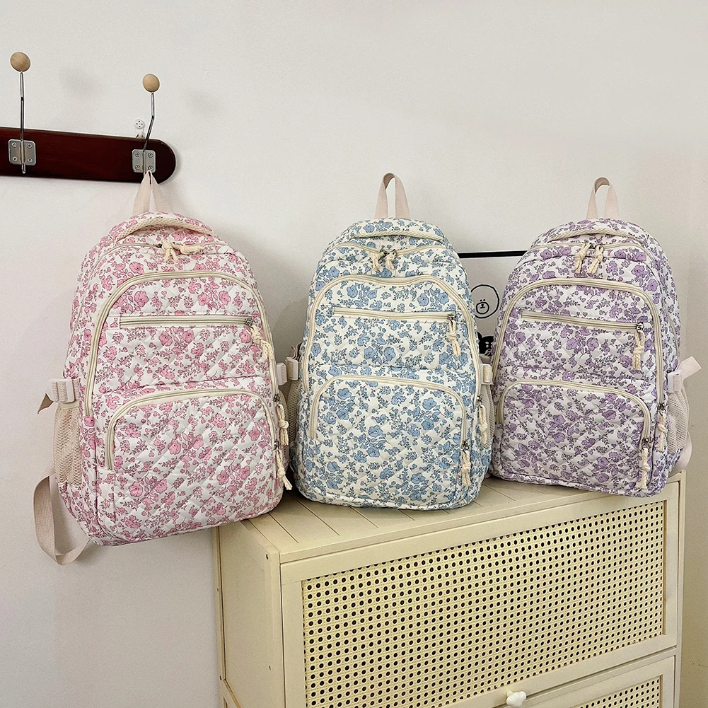 Women 3pcs Set Stylish Daypack with Lunch Bag and  Bookbag Set Floral Backpack for Teens Girls Youth Travel Vacation