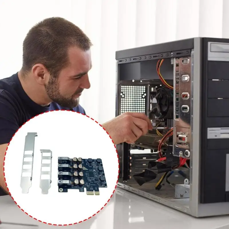 

652F Internal External USB 3.2 Expansion Card Connector PCIe to 4 Port USB 4Pin 5Gbps Full Speed Transmisson for Desktop