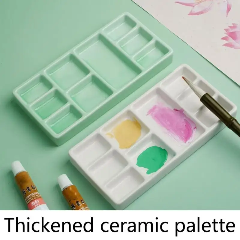 31BA 9 Wells Paint Mixing Palette For Artist Student Hobbyist Ceramic Paint Palette Watercolor Paint Mixing Tray for Painting