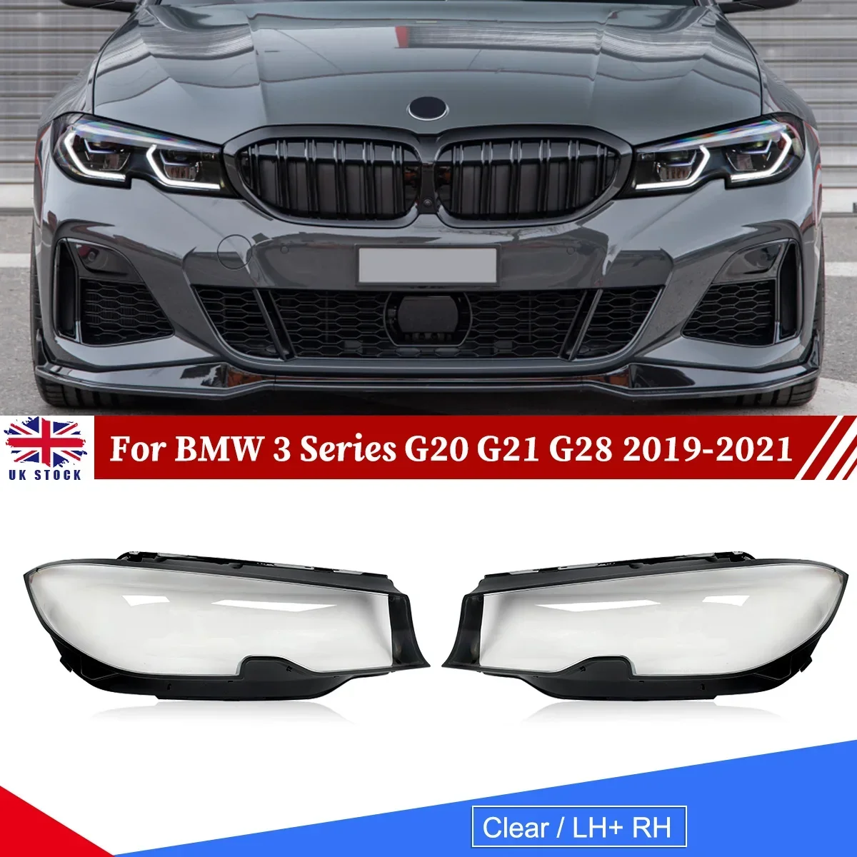 Headlight Lens Lamp Cover For BMW 3 Series G20 G21 G28 2019 2020 2021 Left & Right Auto Head Lamp light Cover