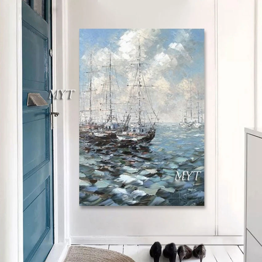 

3D Seascape Natural Scenery Wall Picture Decor Acrylic Painting On Canvas Unframed Abstract Art Oil Paintings Of Sailboats