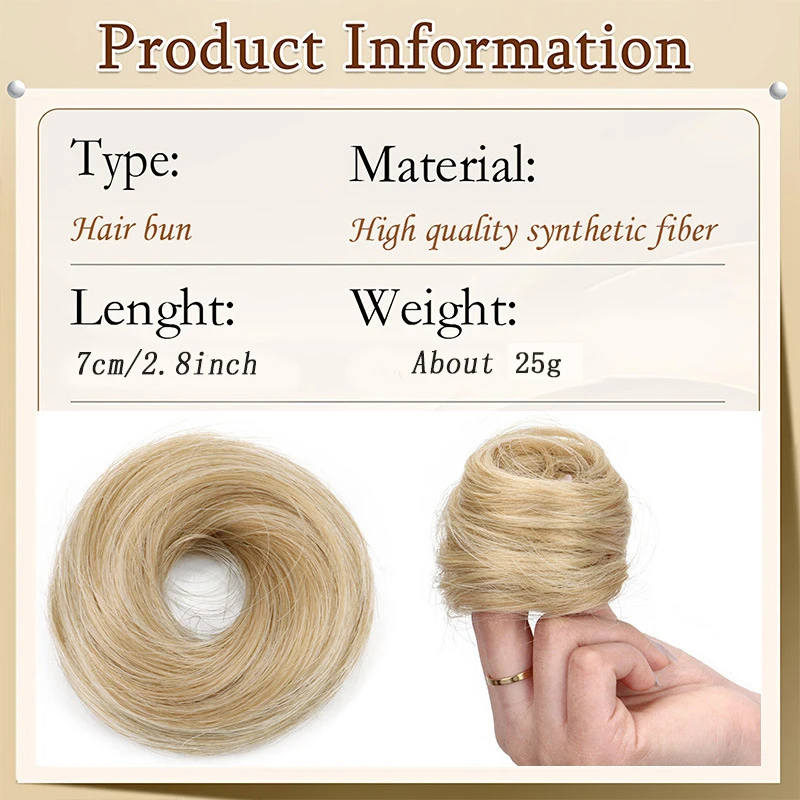 Synthetic Short Straight Hair Bun Chignon Hairpiece Ring Bun Hairstyle Heat-Resistant Easy to Wear Hair Accessories for Women