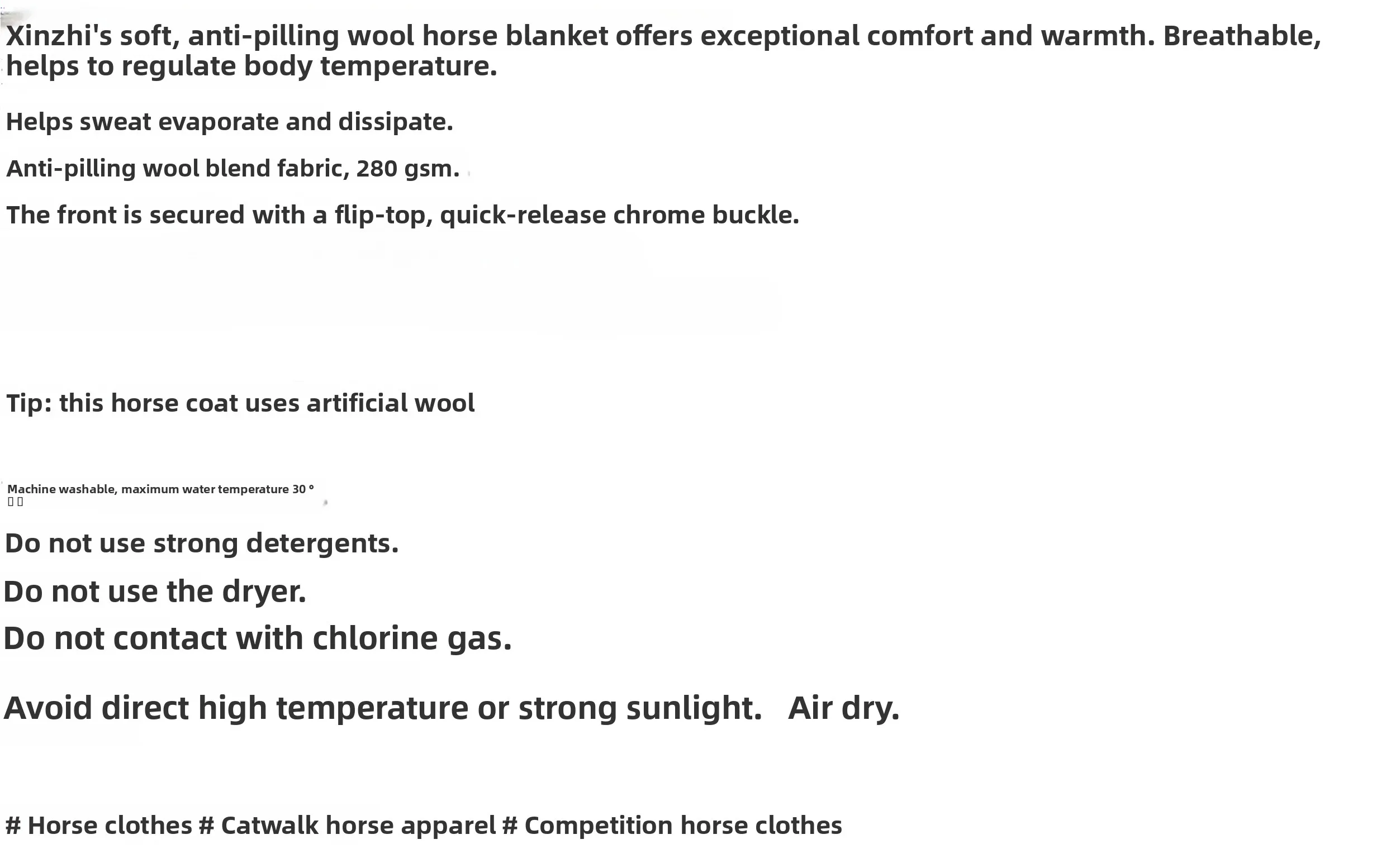 Two-color anti-pilling wool horse clothes keep warm and absorb sweat to regulate body temperature stable horse clothes