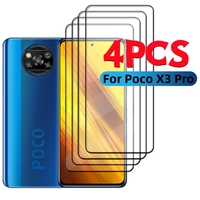 4/3/2/1PCS Full Cover Glass For Poco X3 Pro Glass Xiaomi Poco X3 Pro Tempered Glass Full Glue 9H HD Screen Protector Poco X3 Pro