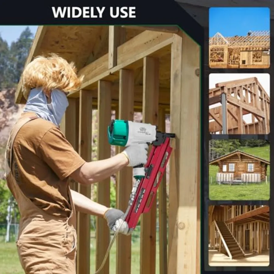 Pneumatyczna gwoździarka do ram NR2183, szybka, w stylu meksykańskim, 21 stopni, aluminiowa, do szybkiego montażu drewnianych domów.