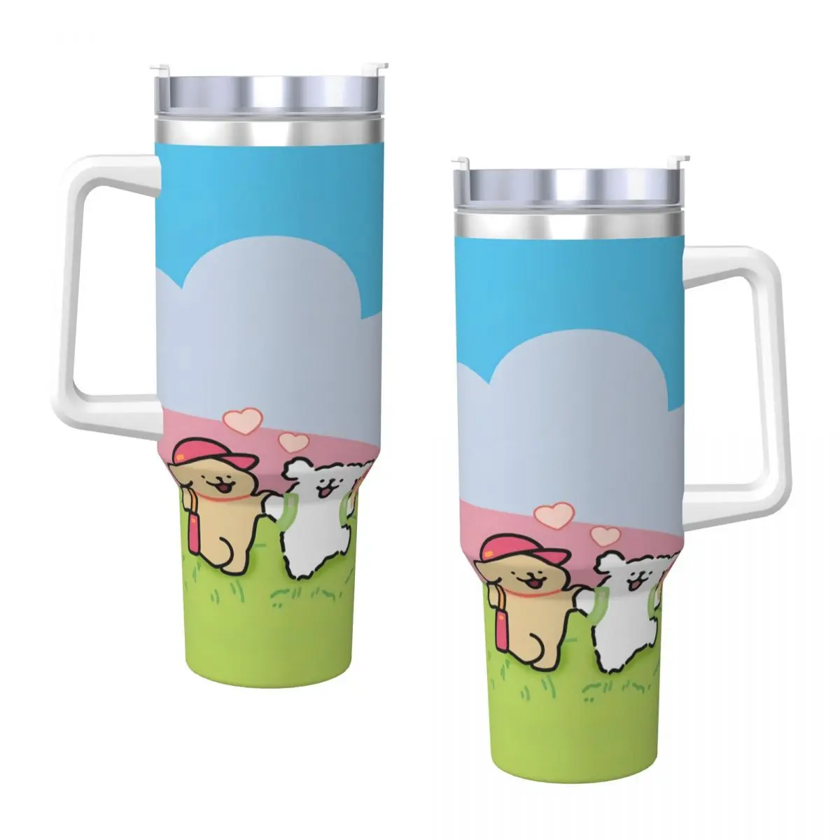 Maltese Line Dog Stainless Steel Tumbler Driving Coffee Mug With Straws and Lid Large Mugs Cup Cold and Hot Water Bottle