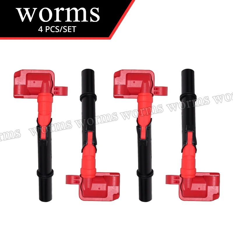เวิร์มส์คอยล์จุดระเบิดประสิทธิภาพสูงเรซซิ่ง 4 ชิ้นชุดสำหรับเมอร์เซเดส C260 C300 E300 CLA260 2.0L 2649060200