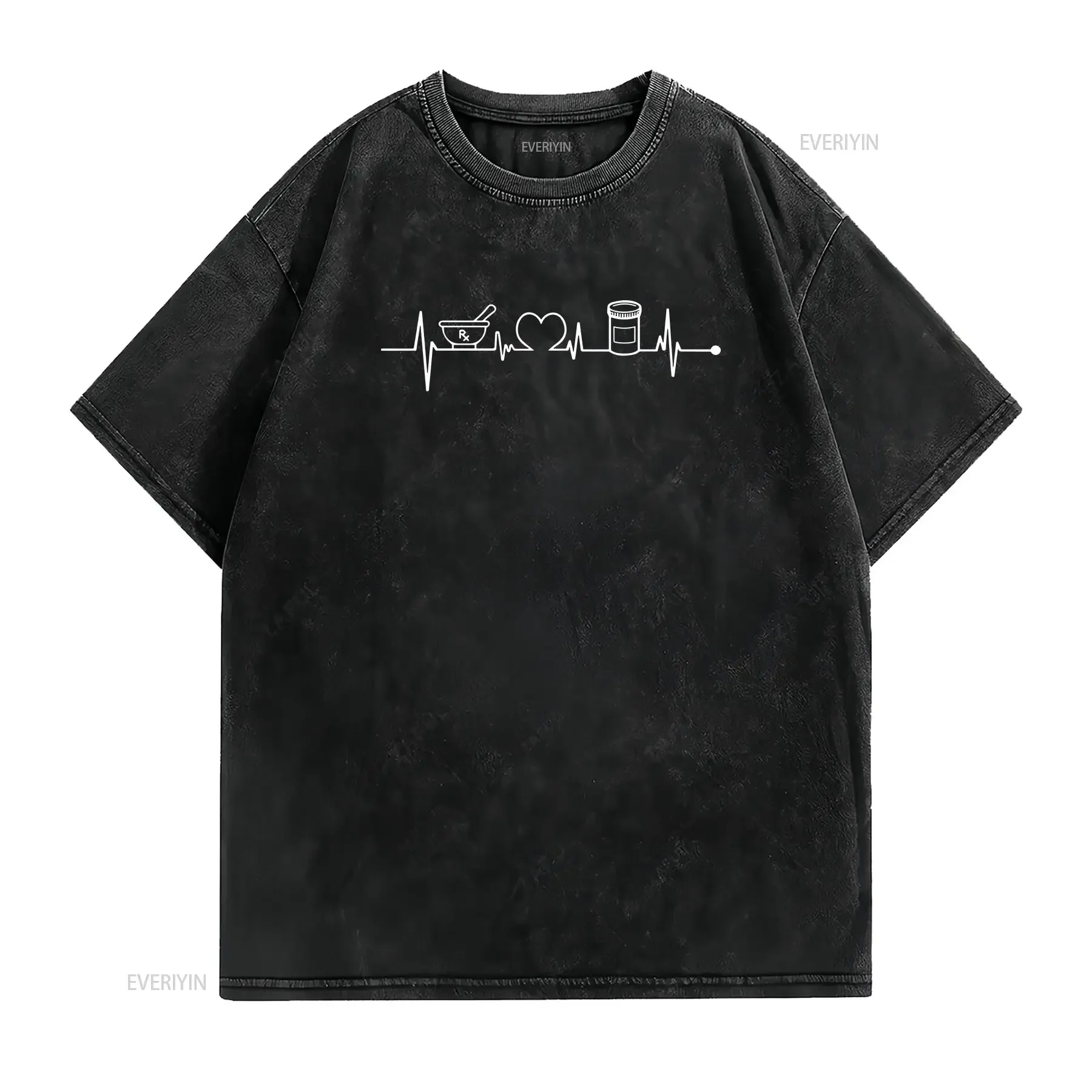 Pharmacist Heartbeat T Shirt Pharmacy Tech Medical Student Pharm vintage Washed streetwear Stretched Unisex Versatile Soft
