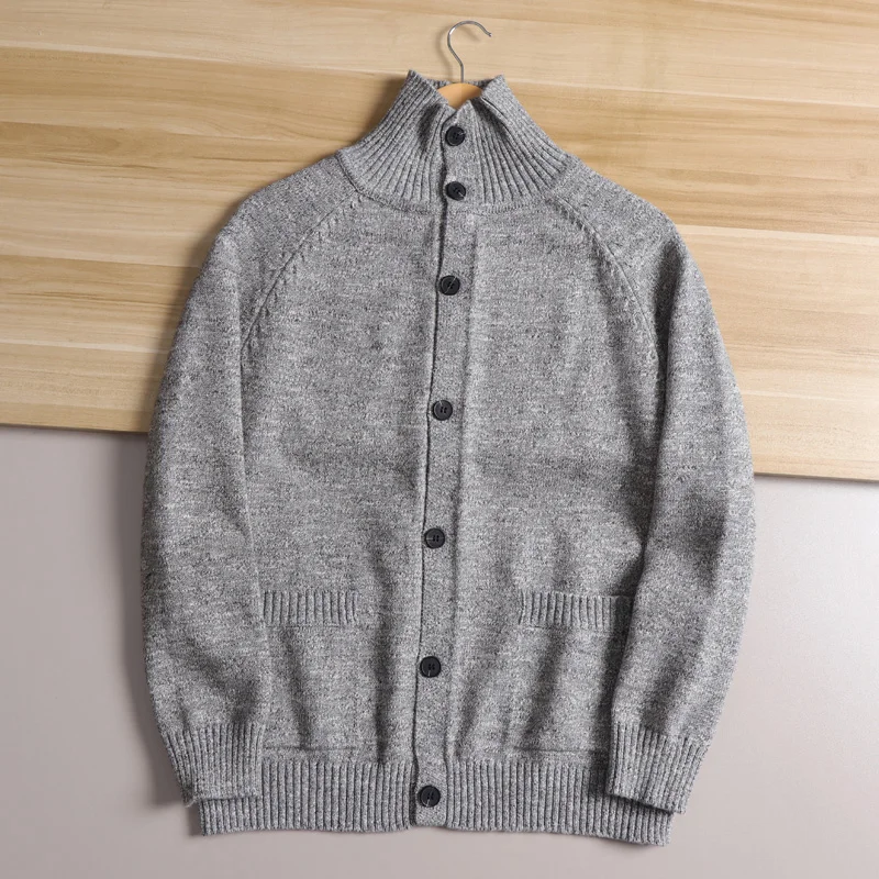 Cárdigan de punto nórdico de alta gama para hombre, abrigo largo con cuello alto, mezcla de algodón y lana, informal, Otoño Invierno, Faion Urban...