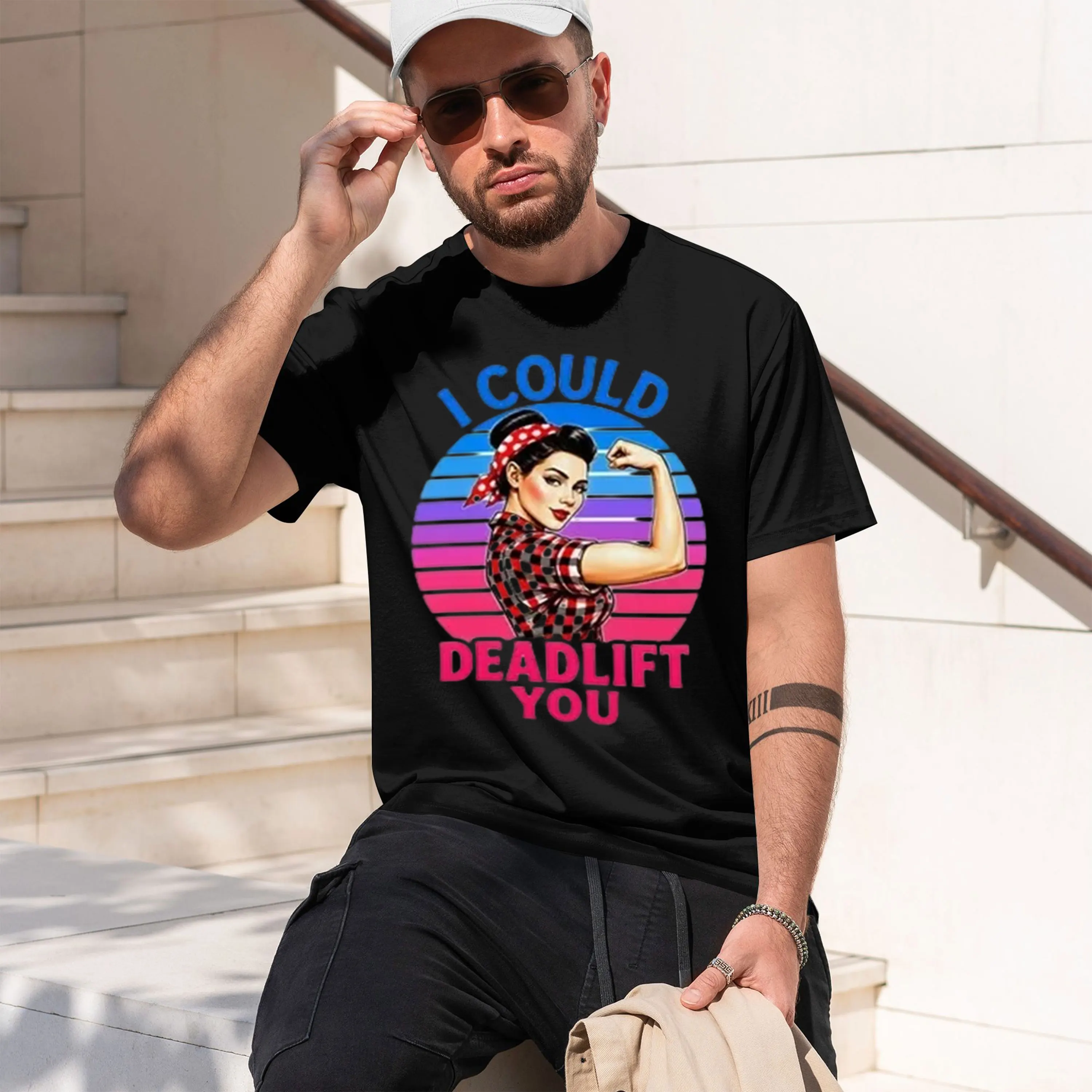 Футболка I Could Deadlift out GYM Bodybuilding Runner Funny Gift Tee 8102 2026, новая модель, мужская футболка с короткими рукавами и круглым вырезом, Clas