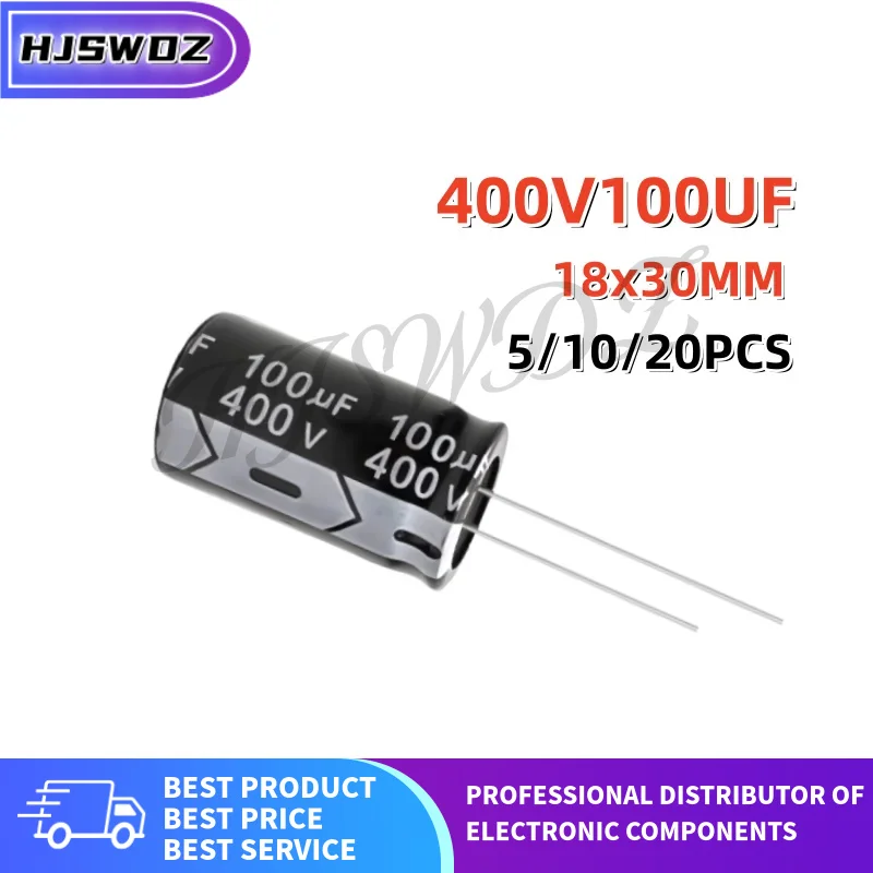 5-20PCS 400V100UF 18x30MM 400v100uf 18*30mm 100UF 400V Electrolytic capacitor Brand New In Stock