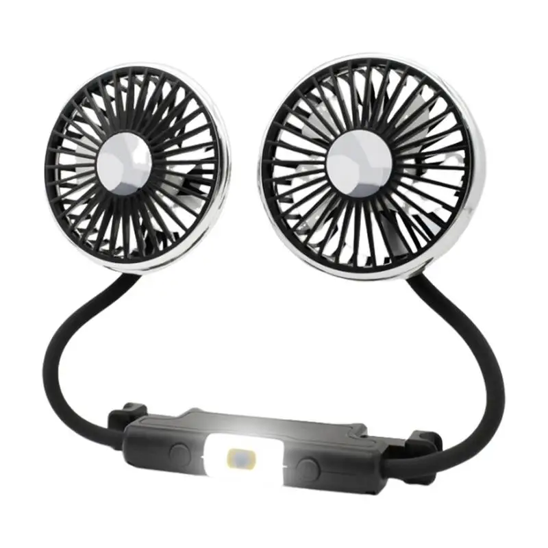 Car Fan For Backseat Dual Head Cooling Car Fans 3 Speeds And 360 Degree Rotatable USB Powered Dual Head Car Seat Headrest Fan