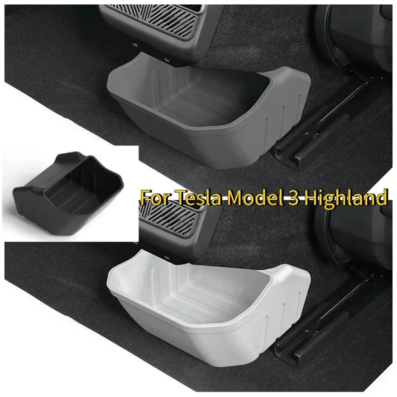 Rear Seat Storage Box for Tesla Model 3 Highland 2024 2025 Below The Rear Air Outlet Rear Seat Organizer Tray Car Accessories