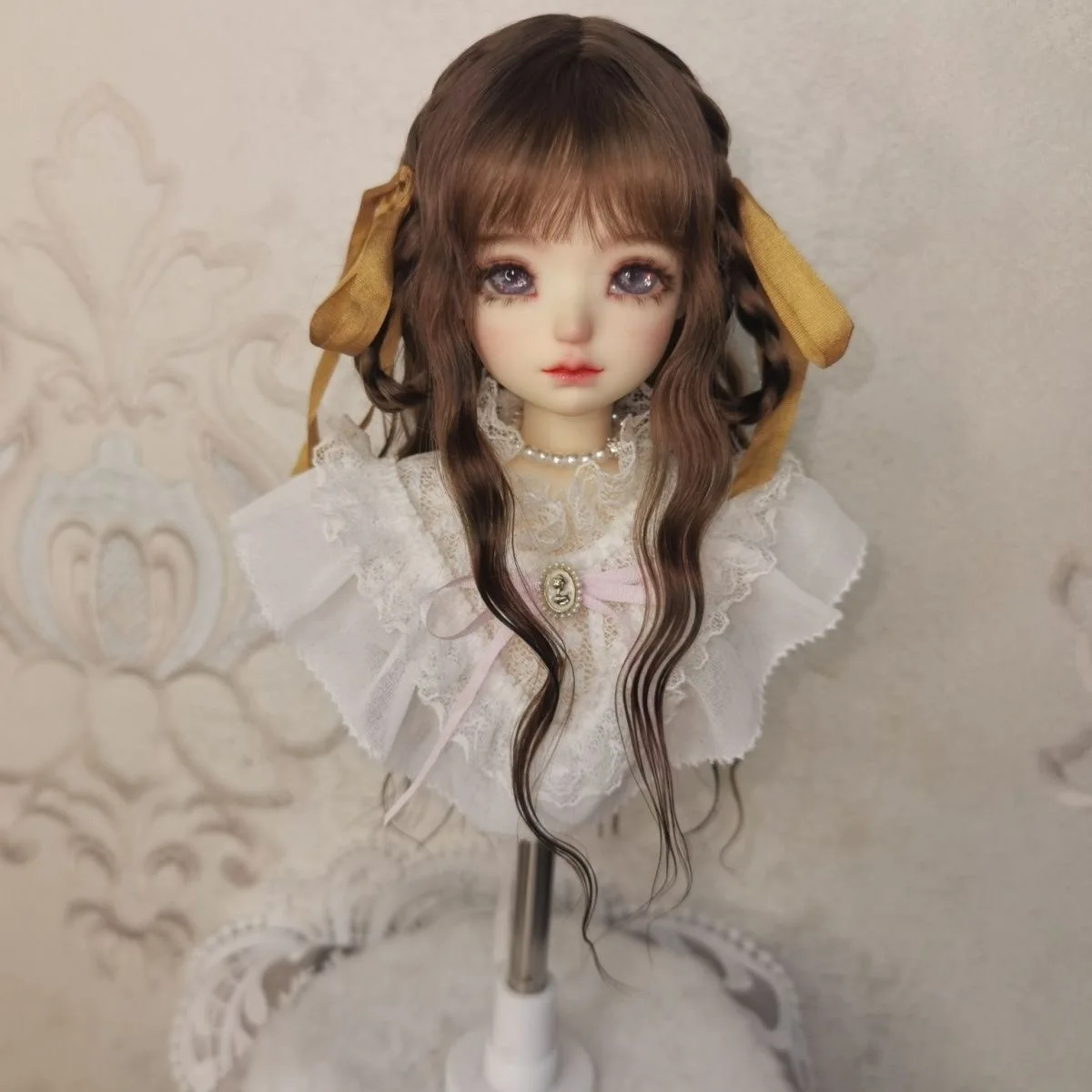 

Hair for doll 1/6 1/4 1/3 BJD wig braided bangs mohair hair free shipping
