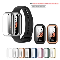 Plating Case For Redmi Smart Band 2 Resistant Full Bumper TPU Protective Cover For Xiaomi Band 8 Active Scratch Screen Protector