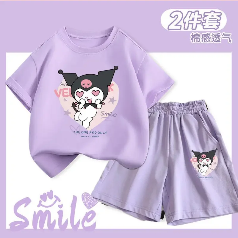 Sanrio New Melody Children's Pajamas Summer Short Sleeve Shorts Suit Cute Cartoon Casual and Comfortable Women's Pajamas