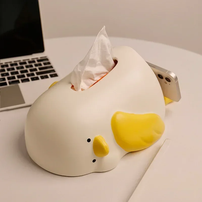 Creative Lying Flat Duck Ceramic Tissue Box Cream Style Living Room Home Desktop Napkin Paper Box