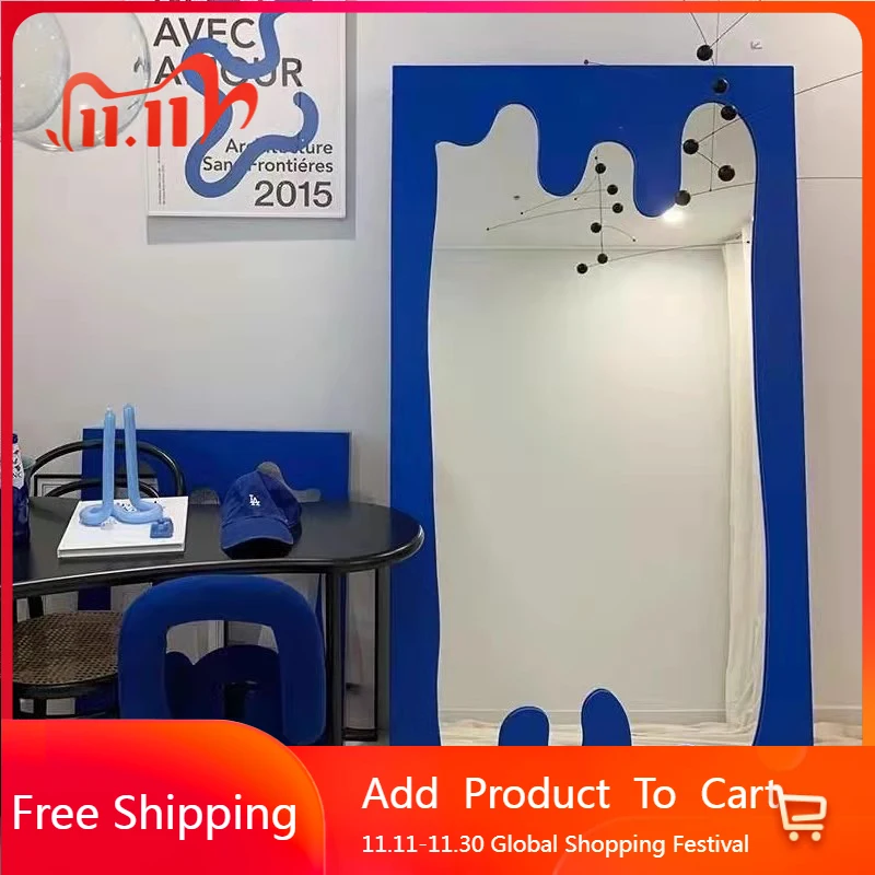 

Korean Style Bedroom Mirror Modern Floor Long Full Body Mirror Standing Aesthetic Nordic Square Spiegels Living Room Decorations